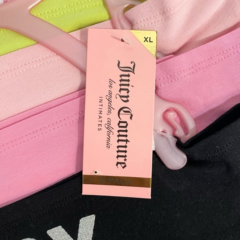 Juicy Couture Black, Pink, Green Hipster Cotton Panty 5 Piece Set Size XL NWT - Picture 8 of 10